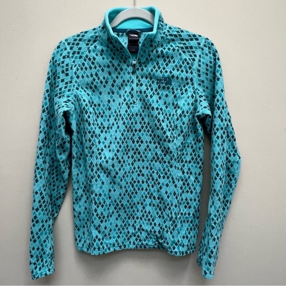 The North Face Glacier Geometric Print 1/4 Fleece Zip Pullover Mint Blue Size S - Picture 1 of 12